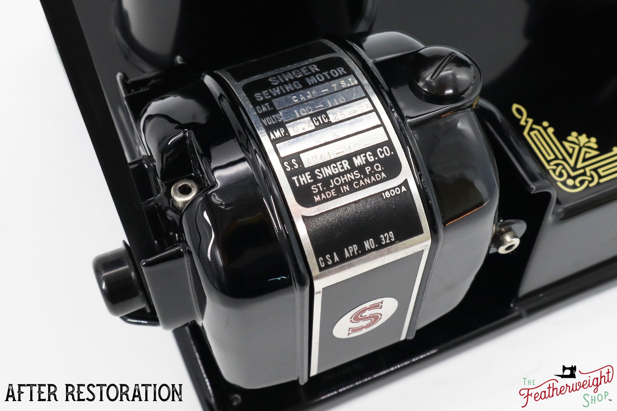 Singer Featherweight 221 Sewing Machine AJ010***, RARE M.R. Decal - Fully Restored in Gloss Black