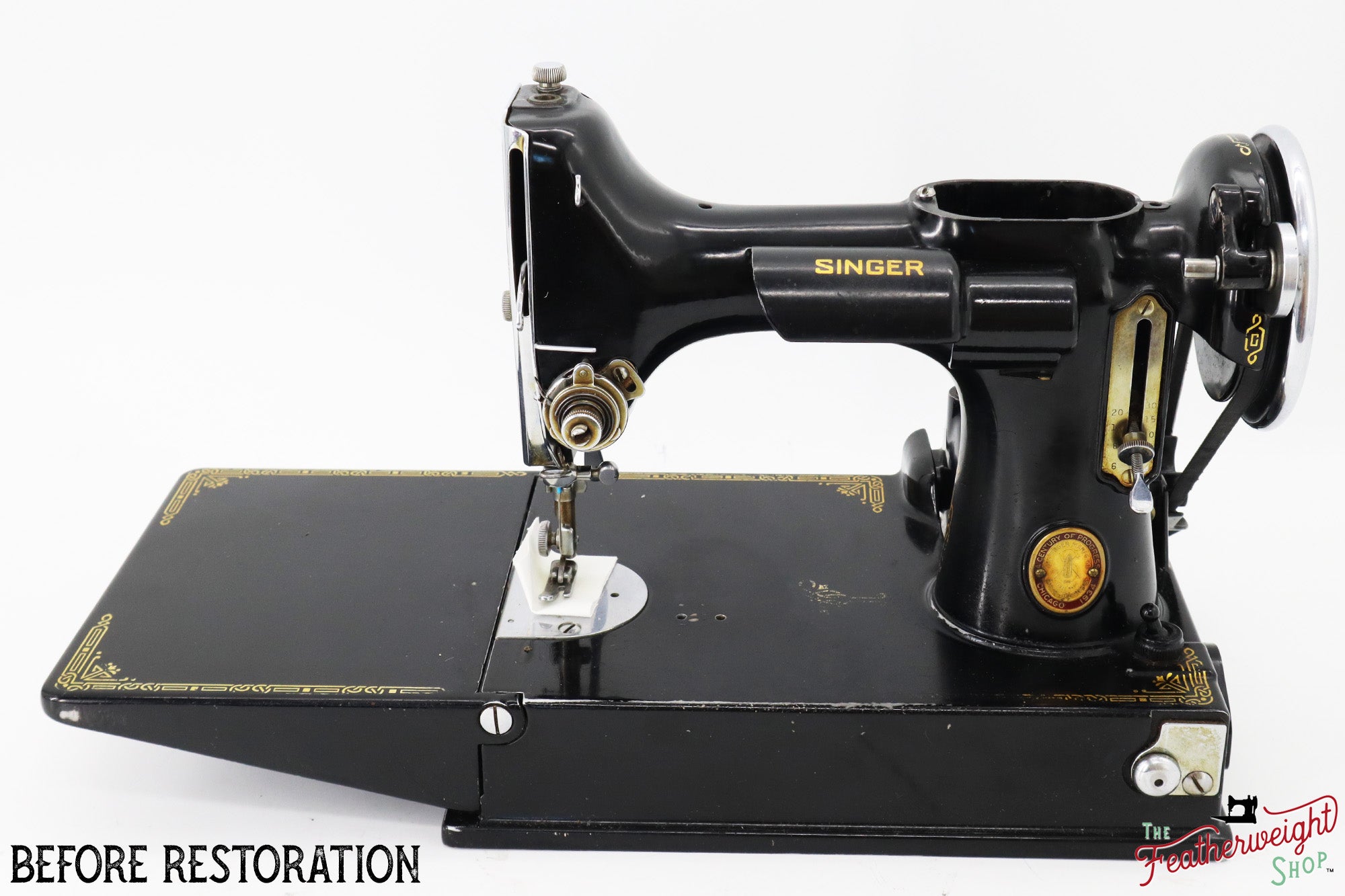 Singer Featherweight 221, Chicago World's Fair, Fully Restored in Gloss Black, AD547*** - RARE