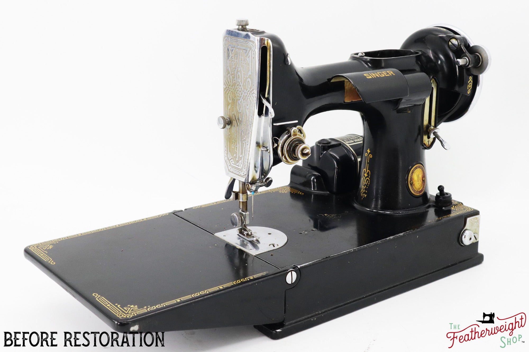 Singer Featherweight 221, Chicago World's Fair, Fully Restored in Gloss Black, AD547*** - RARE