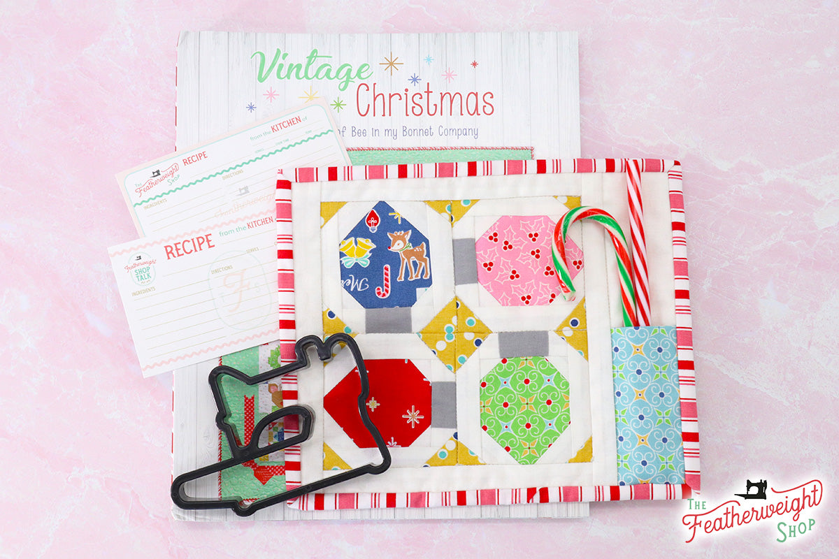 KIT, Vintage Christmas Merry Mug Mat LIGHTS (Pattern Book Optional)