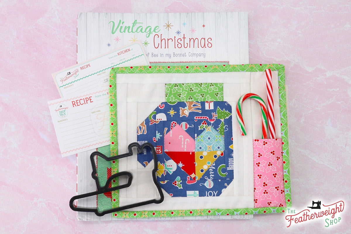 KIT, Vintage Christmas Merry Mug Mat MITTEN (Pattern Book Optional)