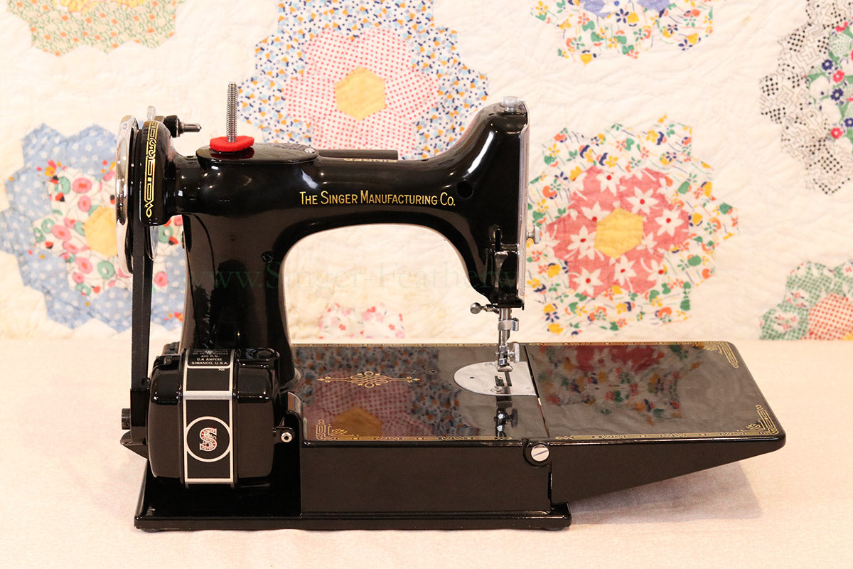 Singer Featherweight 221 Sewing Machine, AF384*** - Top Decal and Corduroy Insert - RARE