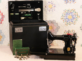 Load image into Gallery viewer, Singer Featherweight 221 Sewing Machine, AF384*** - Top Decal and Corduroy Insert - RARE