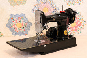 Singer Featherweight 221 Sewing Machine, AF384*** - Top Decal and Corduroy Insert - RARE