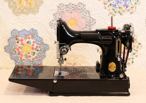 Singer Featherweight 221 Sewing Machine, AF384*** - Top Decal and Corduroy Insert - RARE