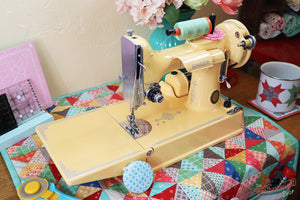 Singer Featherweight 221 Centennial Sewing Machine AK5868** - Fully Restored in Happy Yellow