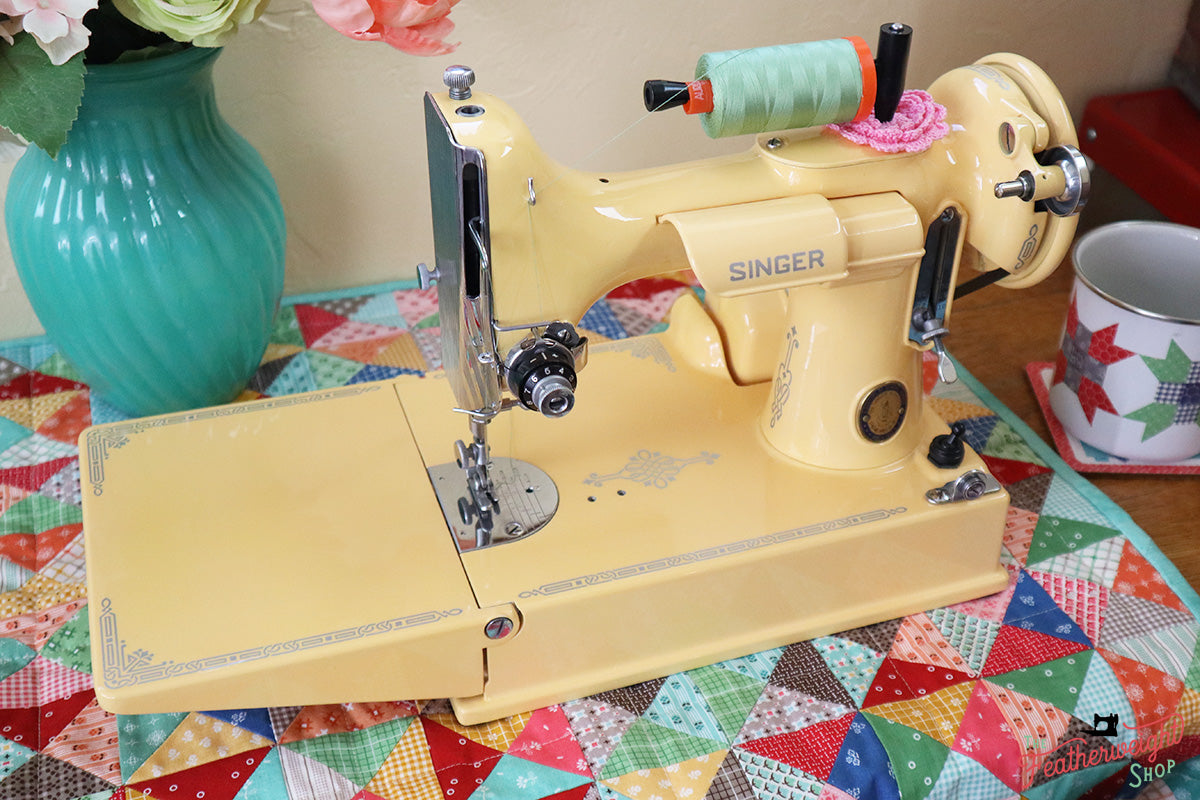 Singer Featherweight 221 Centennial Sewing Machine AK5868** - Fully Restored in Happy Yellow