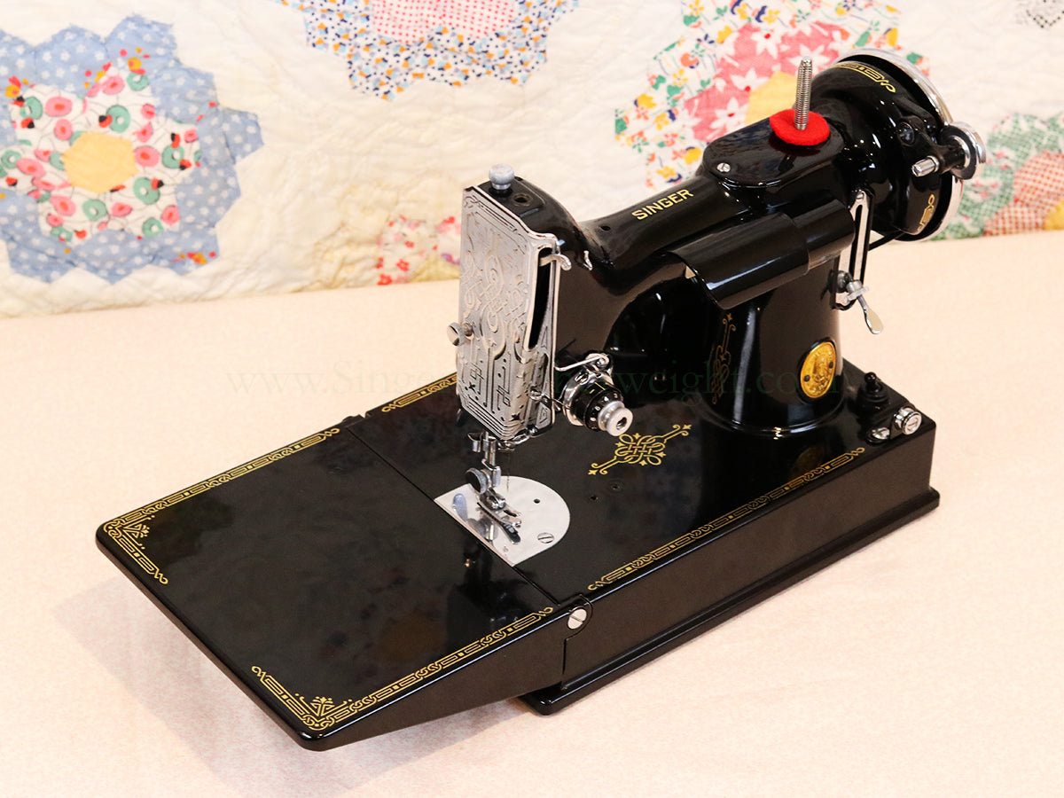 Singer Featherweight 221 Sewing Machine, AF384*** - Top Decal and Corduroy Insert - RARE