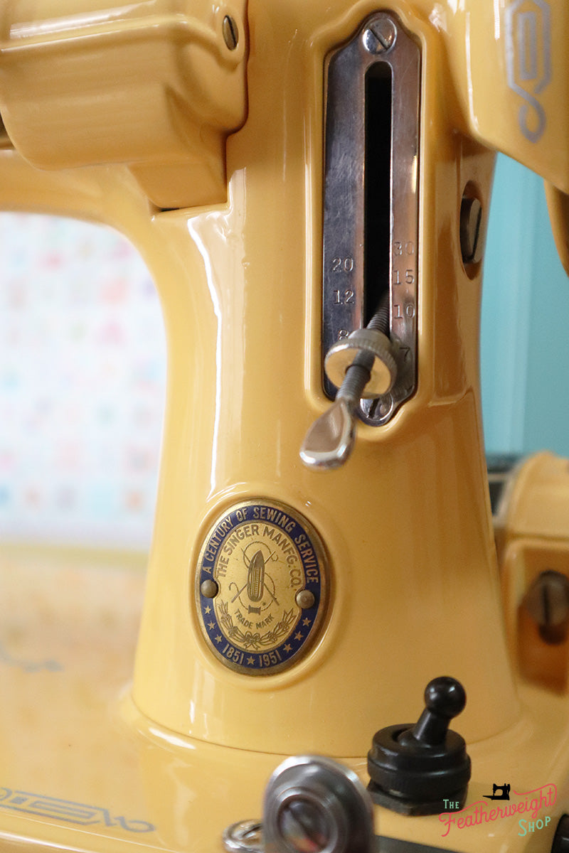 Singer Featherweight 221 Centennial Sewing Machine AK5868** - Fully Restored in Happy Yellow