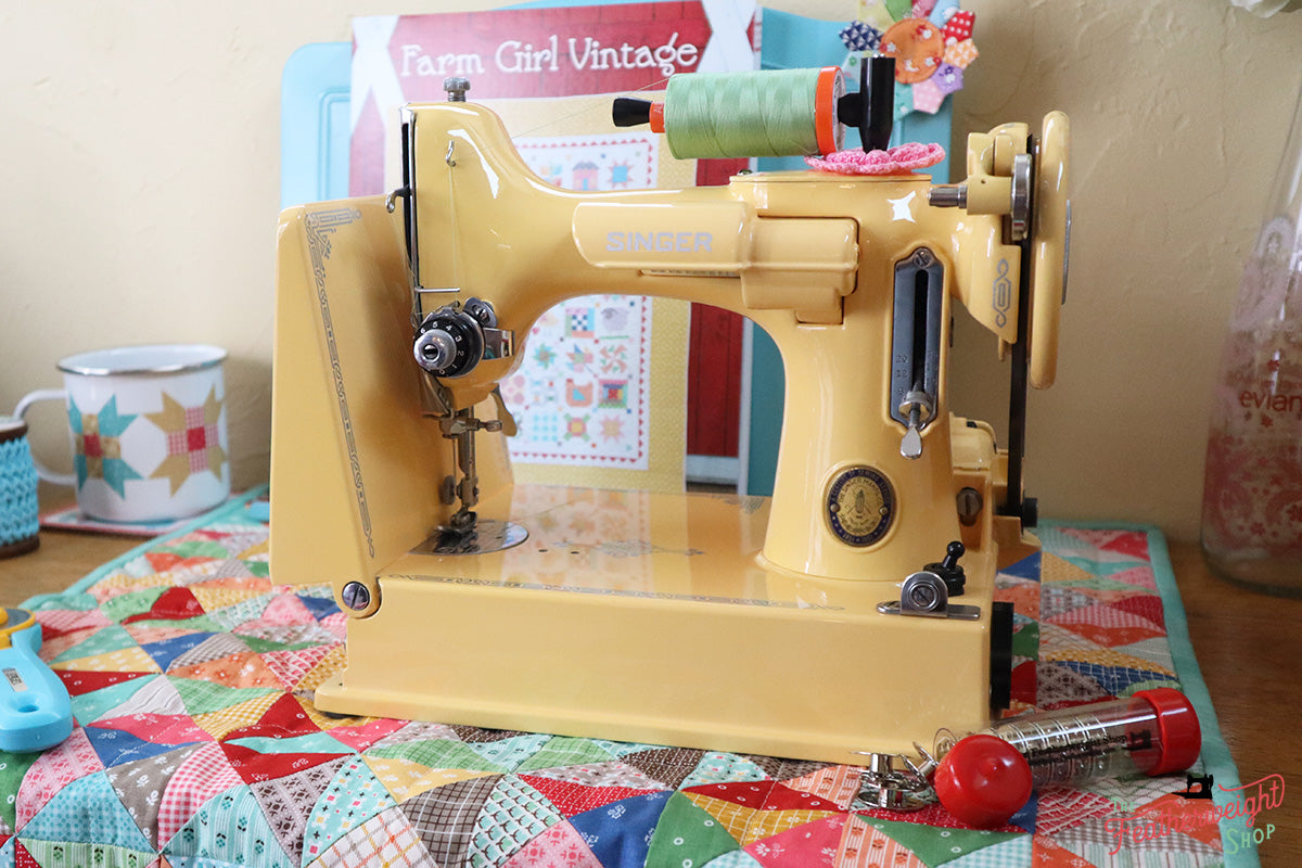 Singer Featherweight 221 Centennial Sewing Machine AK5868** - Fully Restored in Happy Yellow