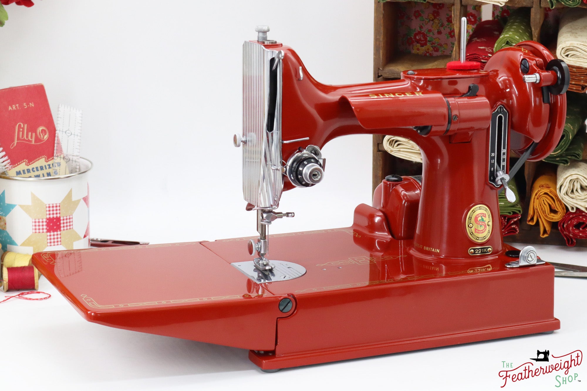 Singer Featherweight 221K, Red 'S', ES173*** - Fully Restored in Brick Red