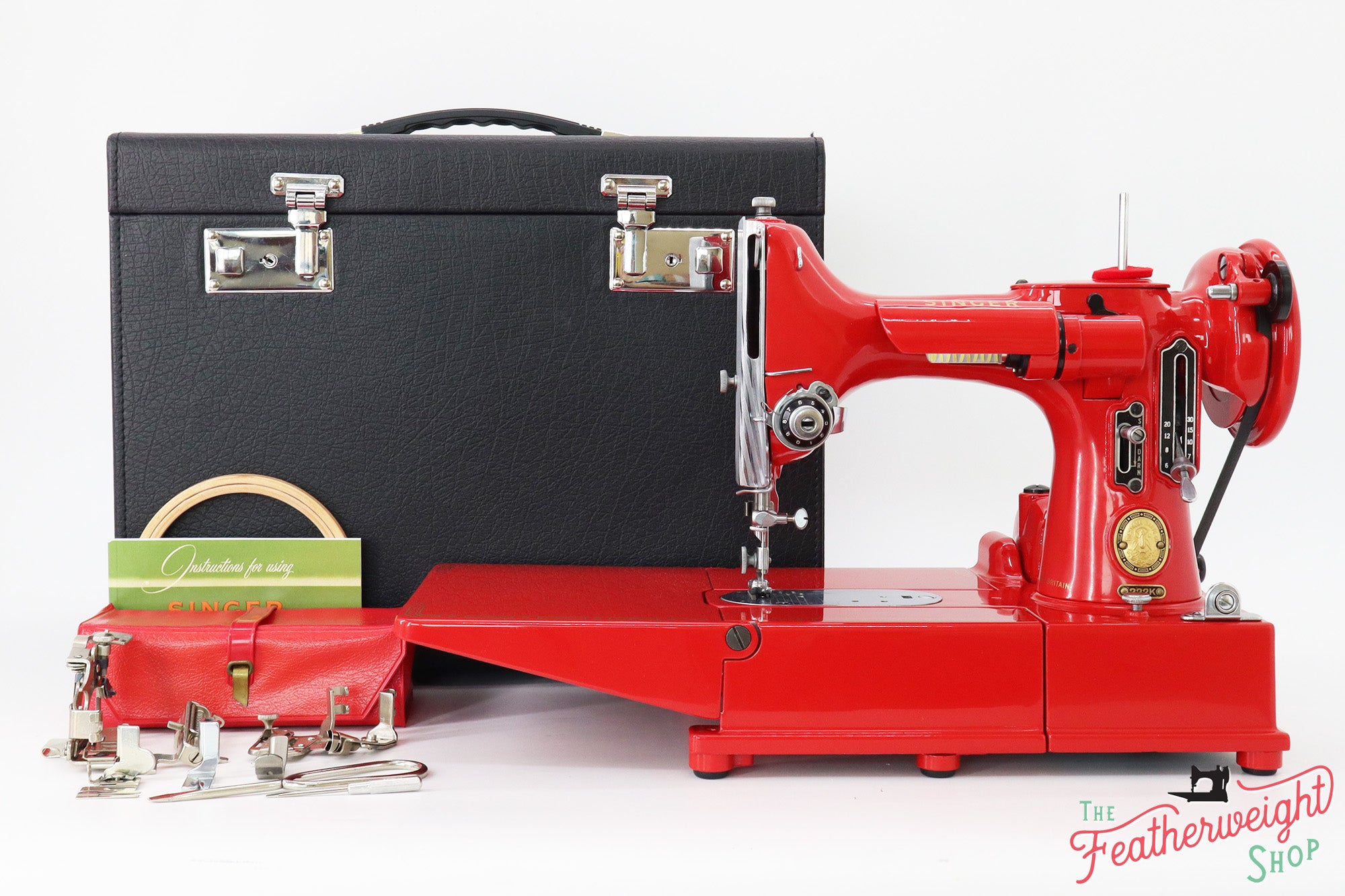 Singer Featherweight 222K Sewing Machine EM6022** - Fully Restored in Happy Red