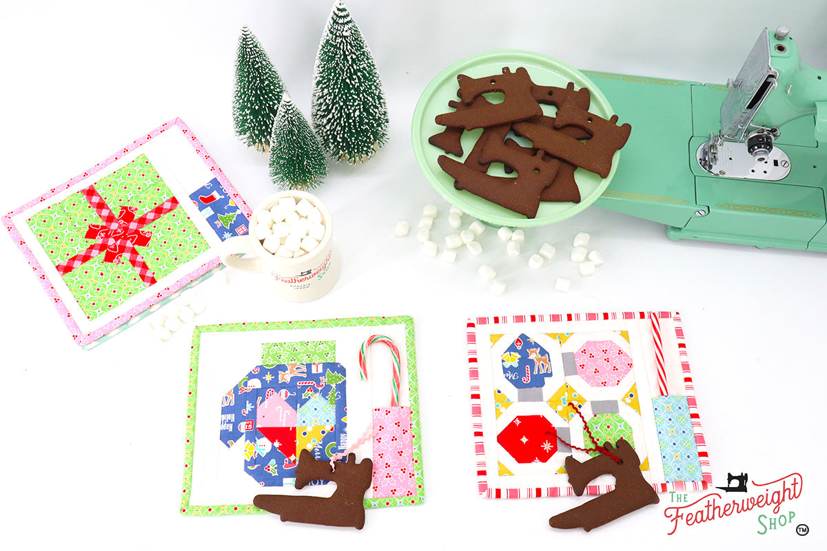 KIT, Vintage Christmas Merry Mug Mat PRESENT UNDER THE TREE (Pattern Book Optional)