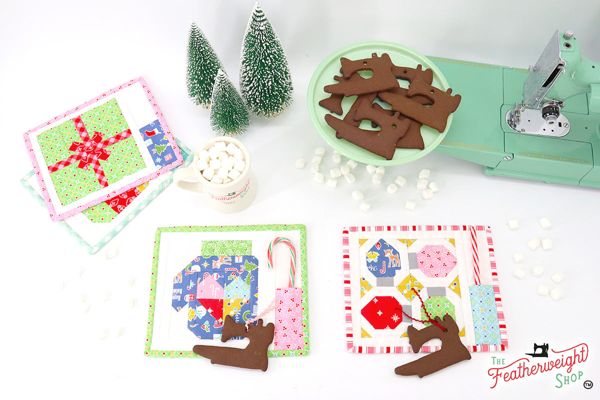 KIT, Vintage Christmas Merry Mug Mat LIGHTS (Pattern Book Optional)