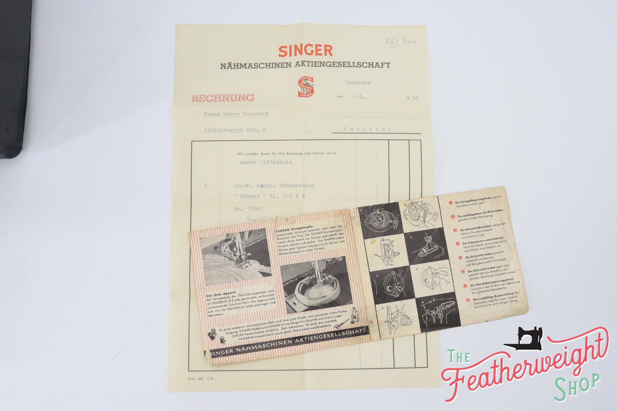 Singer Featherweight 221K Sewing Machine EM017*** - Original Ephemera