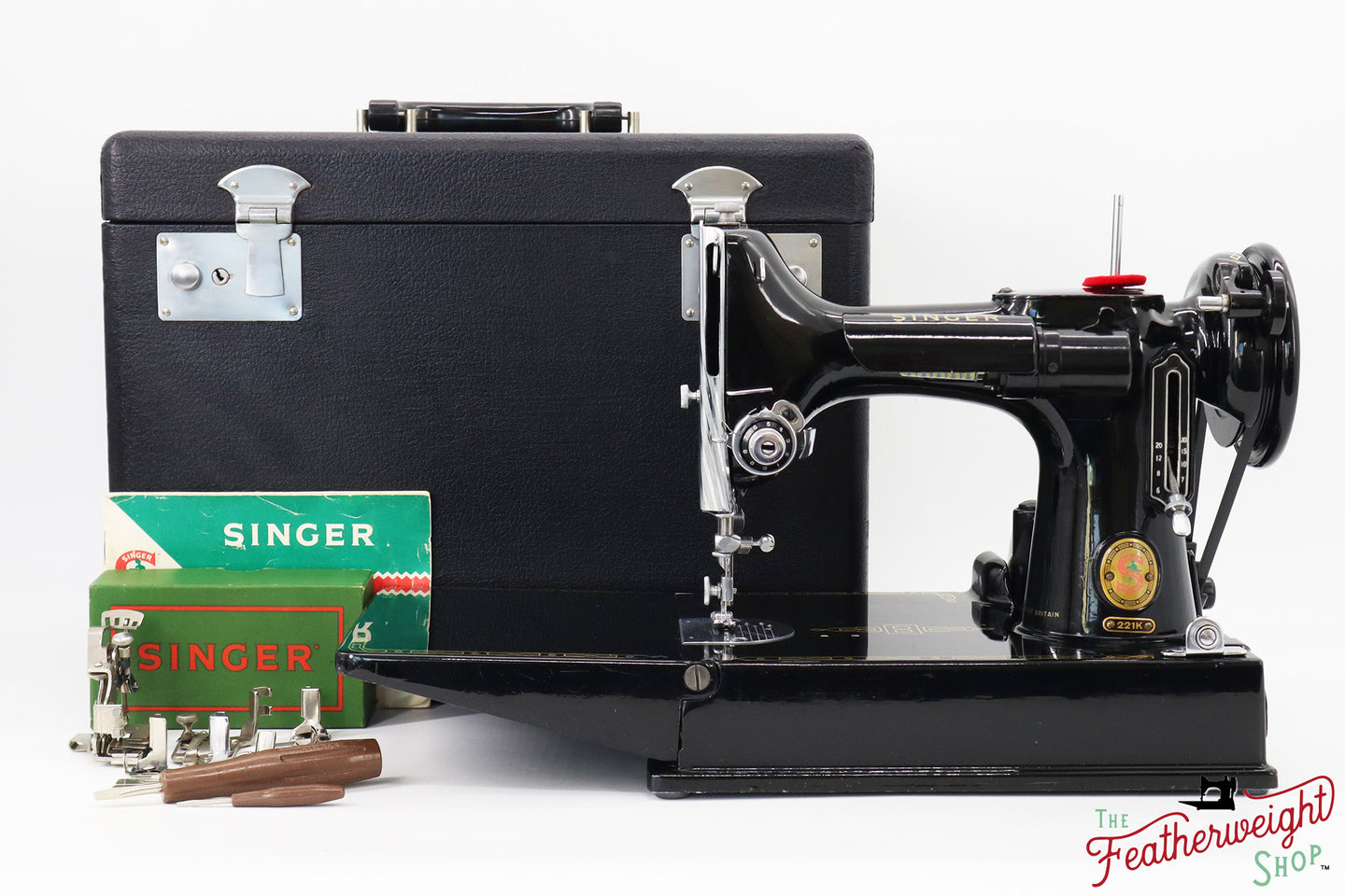 Singer Featherweight 221K Sewing Machine, RED 