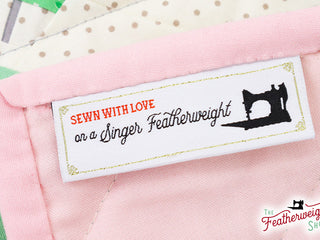 Load image into Gallery viewer, Labels, Featherweight Sewn with Love Set of 10 Woven Sew-In Tags