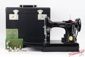 Singer Featherweight 221K Sewing Machine EF5648**, RARE Great Britain Decal - Fully Restored in Gloss Black