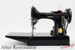 Singer Featherweight 221K Sewing Machine EF5648**, RARE Great Britain Decal - Fully Restored in Gloss Black