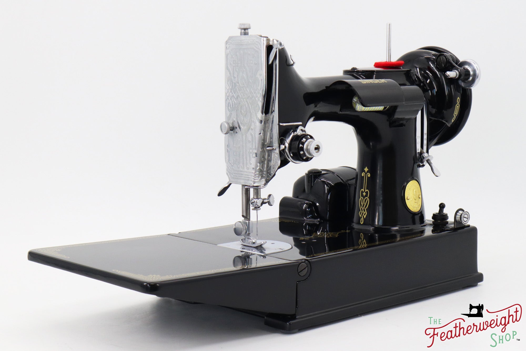 Singer Featherweight 221K Sewing Machine EF5648**, RARE Great Britain Decal - Fully Restored in Gloss Black