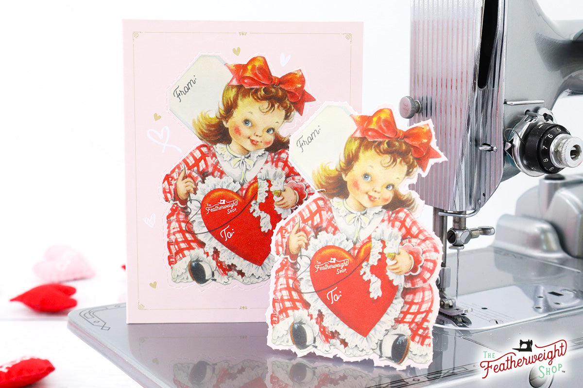 Valentine's Day Cards, Old-Fashioned Sewing (Set of 4)