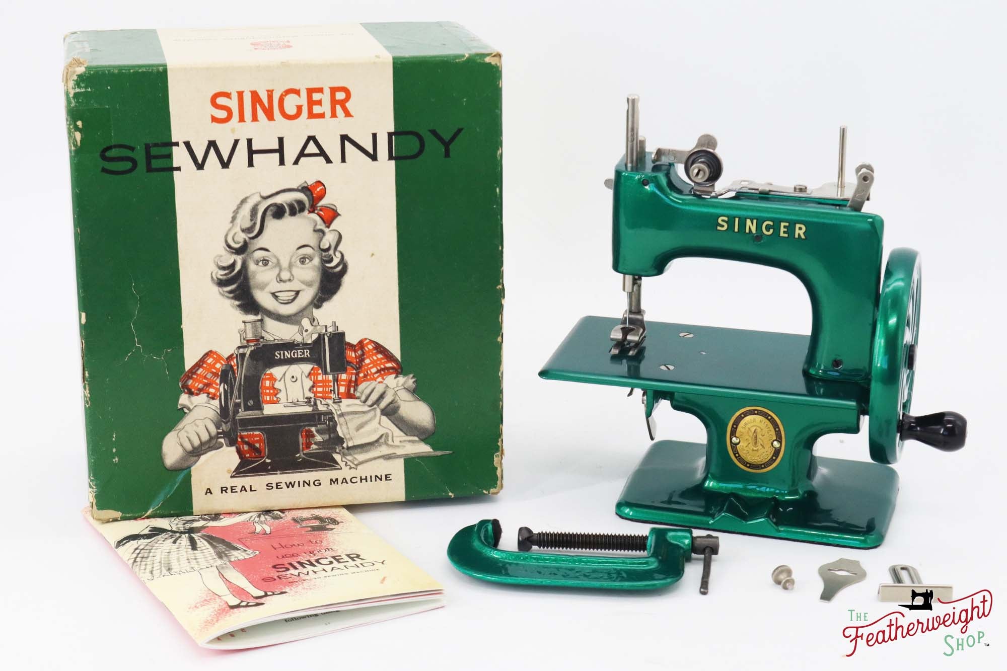 Singer Sewhandy Model 20 - Fully Restored in 'Emerald Green' - Complete Set