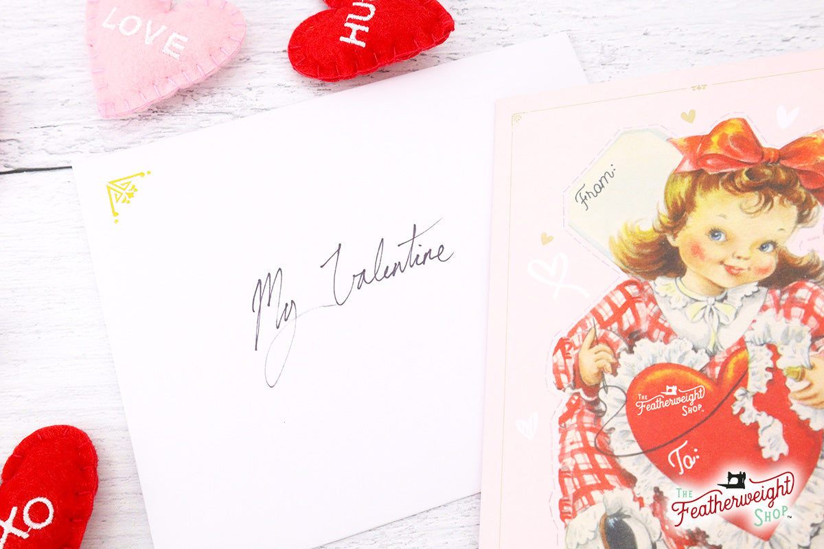 Valentine's Day Cards, Old-Fashioned Sewing (Set of 4)