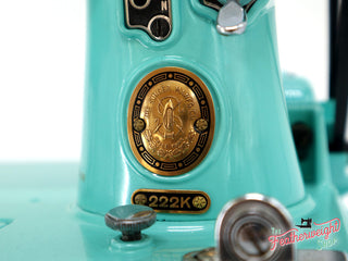 Load image into Gallery viewer, Singer Featherweight 222K Sewing Machine EL6858** - Fully Restored in Tiffany Blue