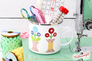 lori holt mug with sewing supplies