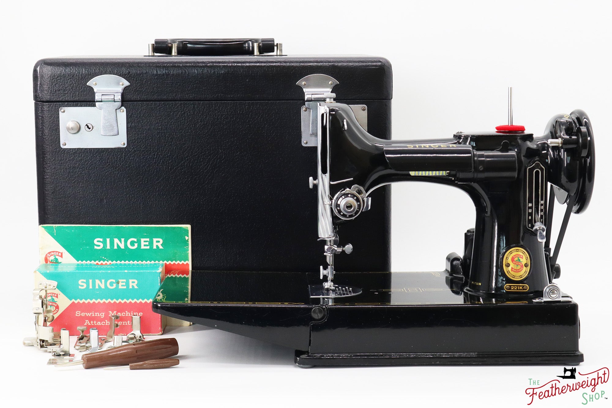 Singer Featherweight 221K Sewing Machine, RED "S" - ES651***