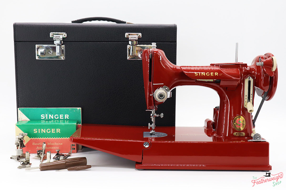 Singer Featherweight 221J Sewing Machine JE159*** - Fully Restored in 'Fire Brick Red'