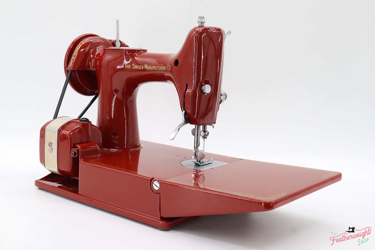 Singer Featherweight 221J Sewing Machine JE159*** - Fully Restored in 'Fire Brick Red'