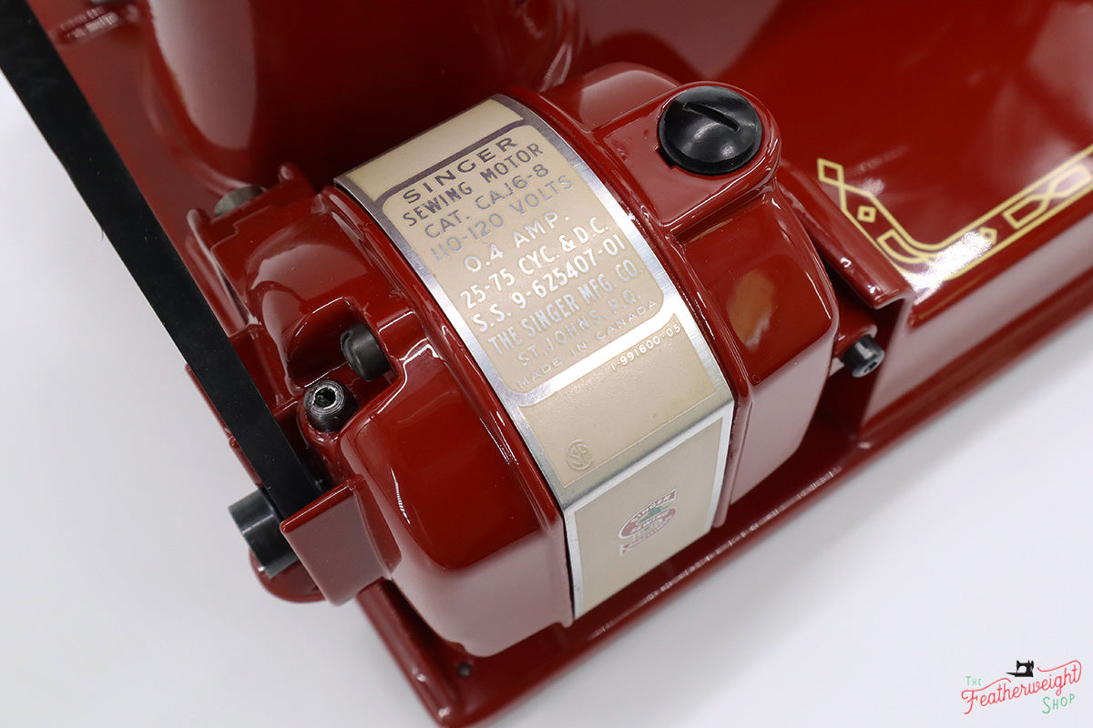 Singer Featherweight 221J Sewing Machine JE159*** - Fully Restored in 'Fire Brick Red'