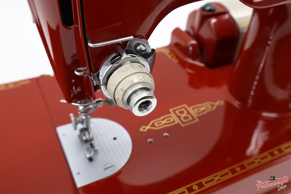 Singer Featherweight 221J Sewing Machine JE159*** - Fully Restored in 'Fire Brick Red'