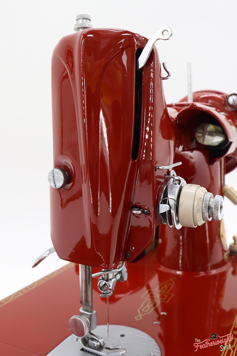 Singer Featherweight 221J Sewing Machine JE159*** - Fully Restored in 'Fire Brick Red'