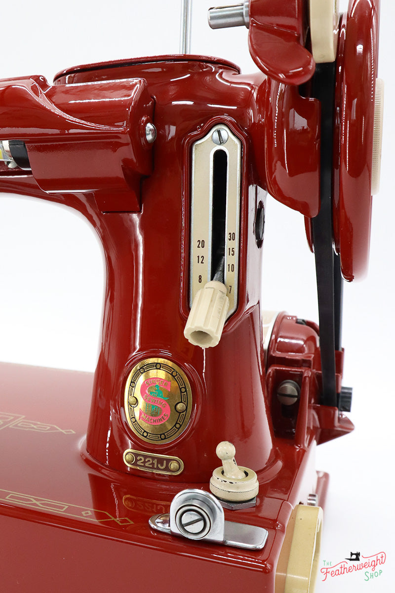 Singer Featherweight 221J Sewing Machine JE159*** - Fully Restored in 'Fire Brick Red'