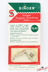 Zipper Cording Foot, Narrow - LOW Shank, Singer (In Original Sealed Packaging)