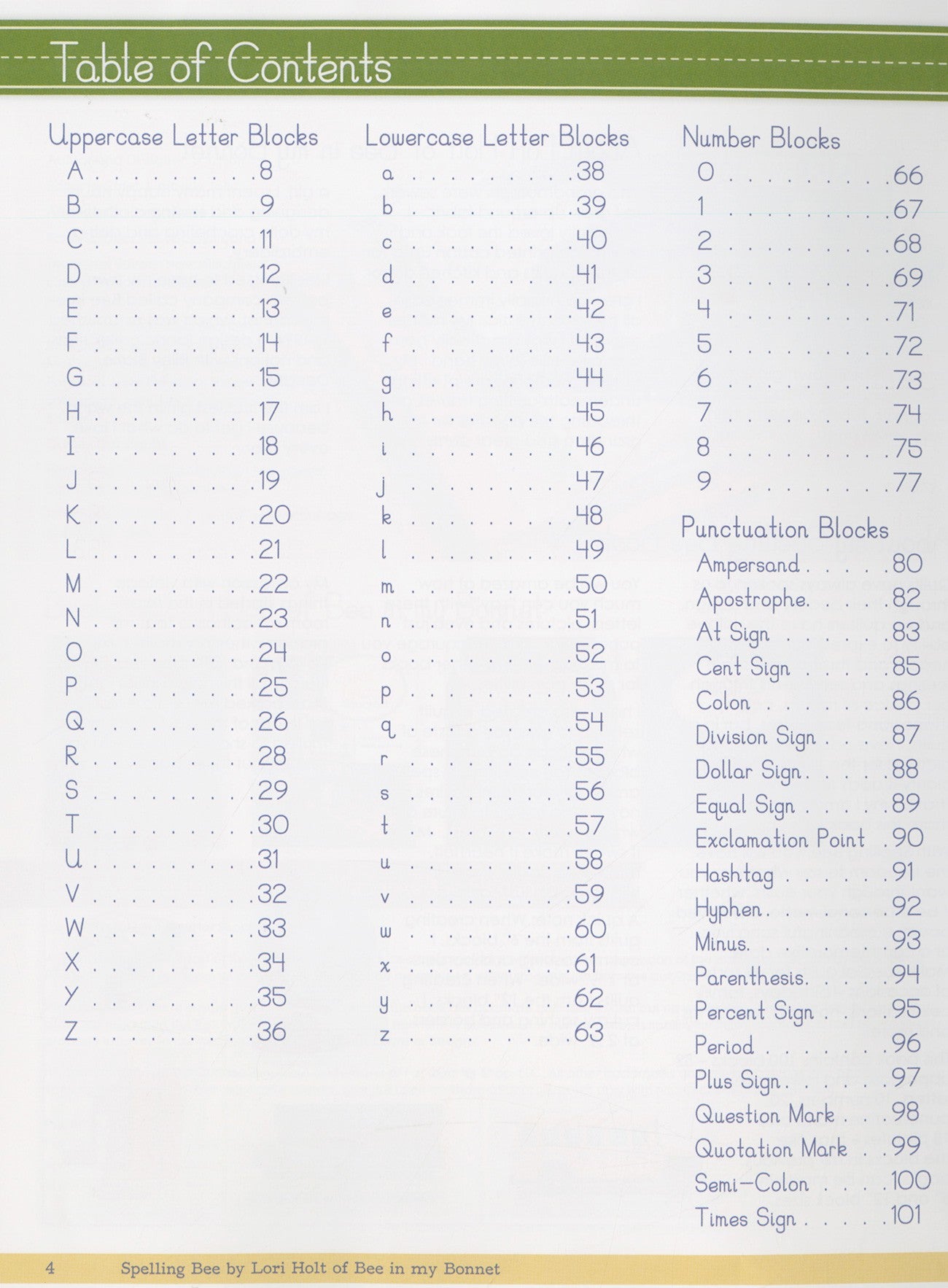 PATTERN BOOK, Spelling Bee by Lori Holt