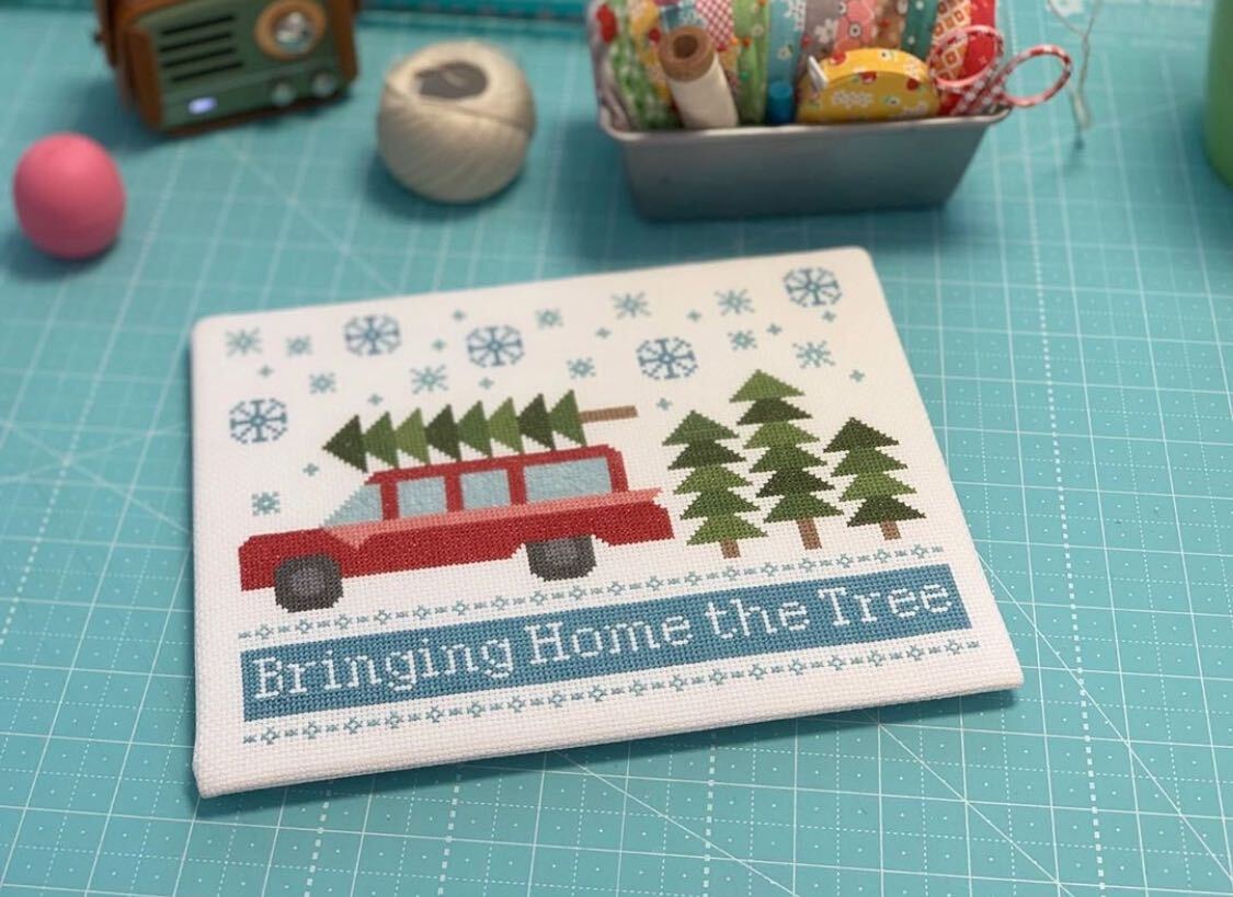 bringing home the tree cross stitch pattern