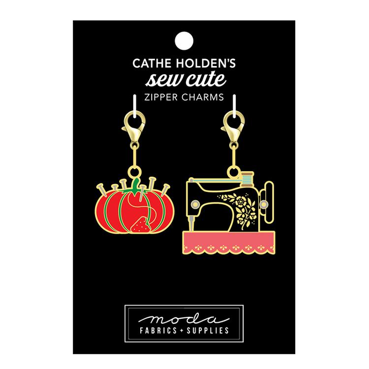 Tomato Pin Cushion & Vintage Sewing Machine Zipper Pull Charms
