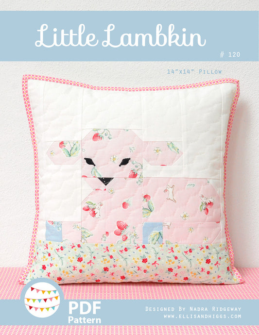 Pattern, Little Lambkin Pillow Cover / MINI Quilt by Ellis & Higgs (digital download)