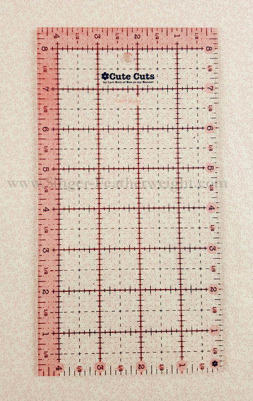 Cutting Ruler, Pink 4.5" x 8.5" Lori Holt Cute Cuts (with self-grips)