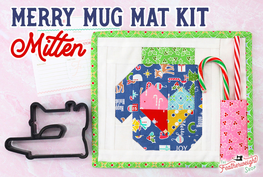 KIT, Vintage Christmas Merry Mug Mat MITTEN (Pattern Book Optional)