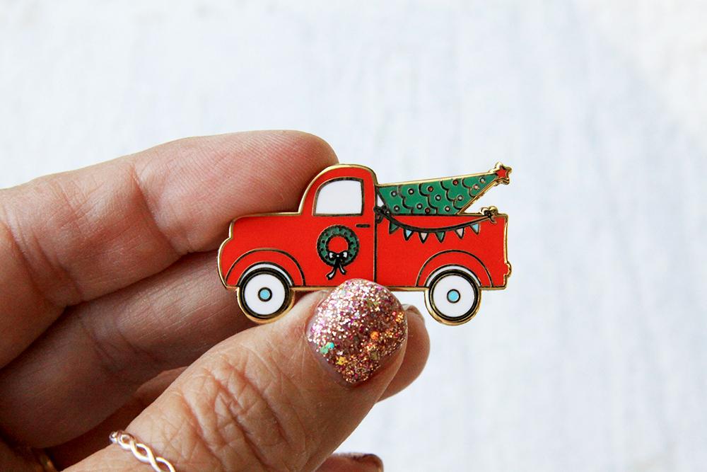 Needle Minder, RED CHRISTMAS TRUCK by Flamingo Toes