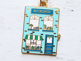 Load image into Gallery viewer, Keyring &amp; Keychain Enamel Charm, BOOKSHOP by Flamingo Toes