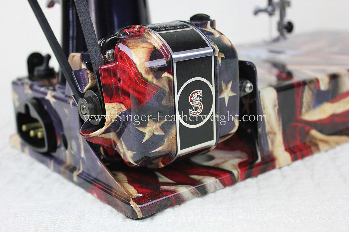 Singer Featherweight 221 Sewing Machine, PATRIOTIC One-Of-A-Kind Specialty - Painted