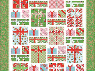 Load image into Gallery viewer, Pretty Packages quilt pattern using Christmas Joys fabric