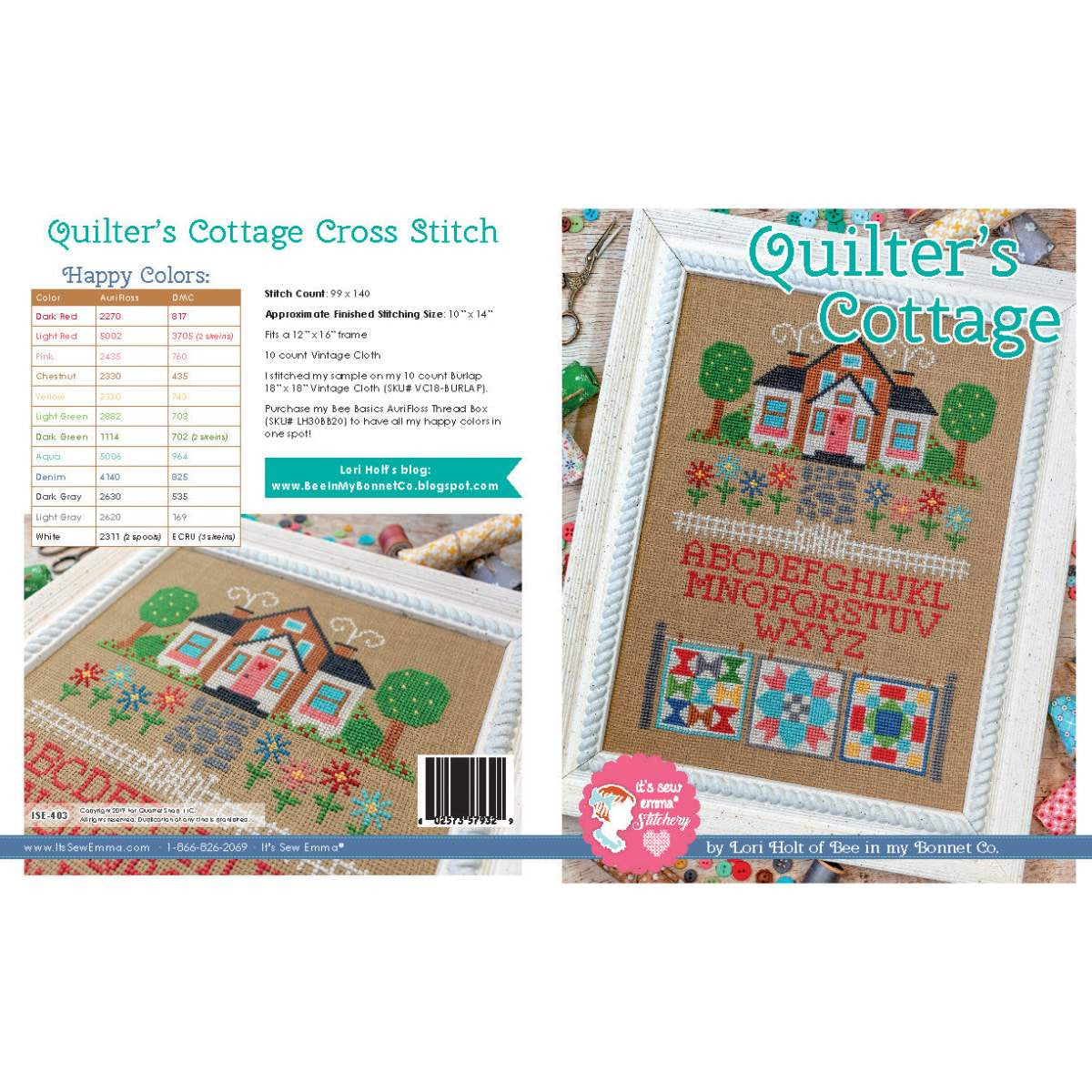 quilter's cottage cross stitch pattern