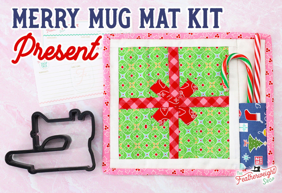 KIT, Vintage Christmas Merry Mug Mat PRESENT UNDER THE TREE (Pattern Book Optional)