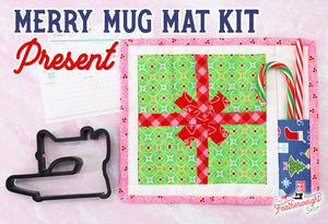 KIT, Vintage Christmas Merry Mug Mat PRESENT (Pattern Book Optional)